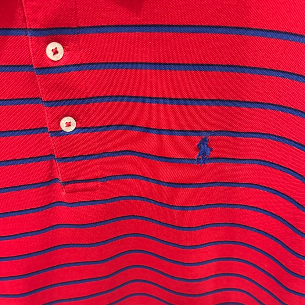 Polo Ralph Lauren Red and Blue Striped Polo Shirt - Picture 3 of 5